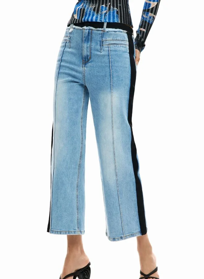 DESIGUAL Two-Material Denim Trousers